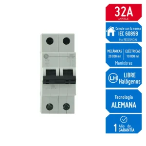 Llave Térmica Riel DIN DMS 2X32a 6KA 690993 G.Electrc