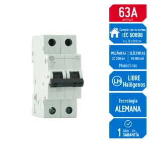Llave Térmica Riel DIN DMS 2X63a 6KA 690996 G.Electrc